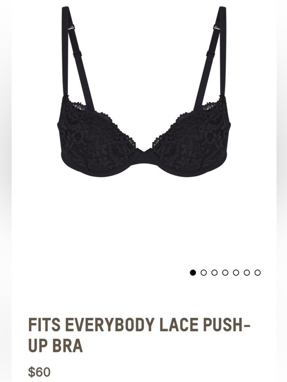 SKIMS Fits Everyone Lace Demi Push-up Bra - Onyx NWT 34D